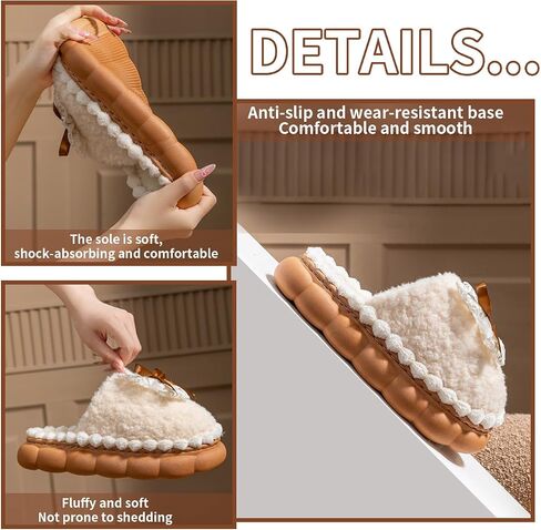 Bow Slippers House Slippers For Women Men House Shoes Memory Foam Plush Bedroom Indoor Outdoor Shoes in Saudi Arabia