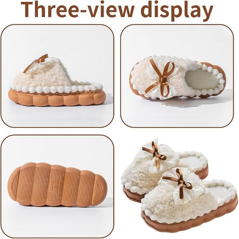 Bow Slippers House Slippers For Women Men House Shoes Memory Foam Plush Bedroom Indoor Outdoor Shoes in Saudi Arabia