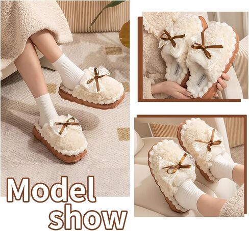 Bow Slippers House Slippers For Women Men House Shoes Memory Foam Plush Bedroom Indoor Outdoor Shoes in Saudi Arabia