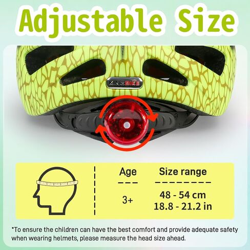 خوذة دراجة للأطفال الصغار من KINGBIKE مع ضوء LED Colrfull، قابلة للتعديل ومتعددة الرياضات للدراجة والسكوتر، تناسب 48-52 سم من الأطفال الصغار إلى الأطفال in Kuwait
