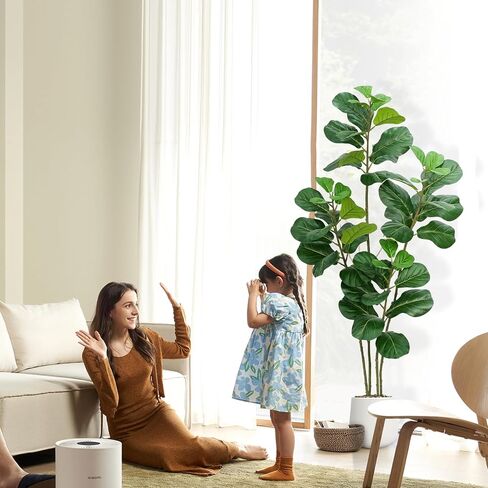 Artificial Fiddle Leaf Fig Tree with White Planter,6ft Tall Fake Plants with 4 Trunk,Faux Fig Trees Floor Plant in Pot,Fake Ficus Lyrata Trees for Indoor Living Room Bedroom Office Housewarming Gift in Saudi Arabia