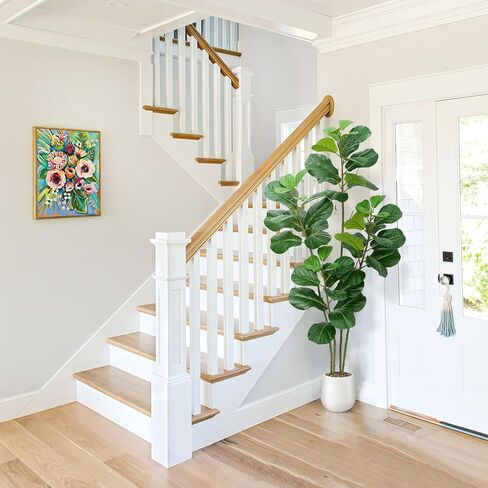 Artificial Fiddle Leaf Fig Tree with White Planter,6ft Tall Fake Plants with 4 Trunk,Faux Fig Trees Floor Plant in Pot,Fake Ficus Lyrata Trees for Indoor Living Room Bedroom Office Housewarming Gift in Saudi Arabia