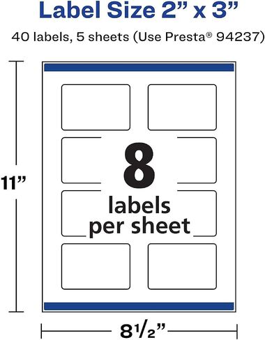 Avery Durable Waterproof Rectangle Labels with Sure Feed, Print to The Edge, 2" x 3", 40 Oil and Tear-Resistant Labels, Laser/Pigment-Based Inkjet Printable Labels (36559) in Saudi Arabia