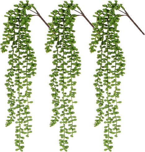 Fake Hanging Plants Artificial Decor - 3PCS String of Pearls Plant Artificial Hanging Plants Fake Succulents Vines for Bedroom Greenery Backdrop Outdoor Wall Decor Balcony Porch Home Decor28 in Saudi Arabia