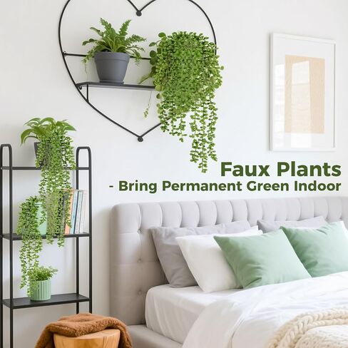 Fake Hanging Plants Artificial Decor - 3PCS String of Pearls Plant Artificial Hanging Plants Fake Succulents Vines for Bedroom Greenery Backdrop Outdoor Wall Decor Balcony Porch Home Decor28 in Saudi Arabia