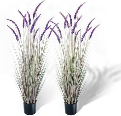 KOL 5ft 2-Pack Artificial Veronica Spiked Speedwell Grass, 59in Faux Tall Horsetail Grasses, Veronica Spicata, UV-Resistant Fake Plants for Indoor/Outdoor Décor, Home Office Wedding Centerpiece in Kuwait