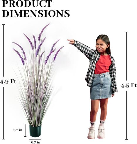 KOL 5ft 2-Pack Artificial Veronica Spiked Speedwell Grass, 59in Faux Tall Horsetail Grasses, Veronica Spicata, UV-Resistant Fake Plants for Indoor/Outdoor Décor, Home Office Wedding Centerpiece in Saudi Arabia