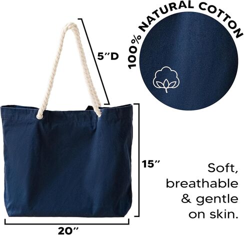 3 | 6 | 12 | 60 Pack 100% Cotton Beach Tote Bag – Lightweight Reusable Shoulder Bag for Women, Shopping, Pool, Gym, Gifts in Saudi Arabia