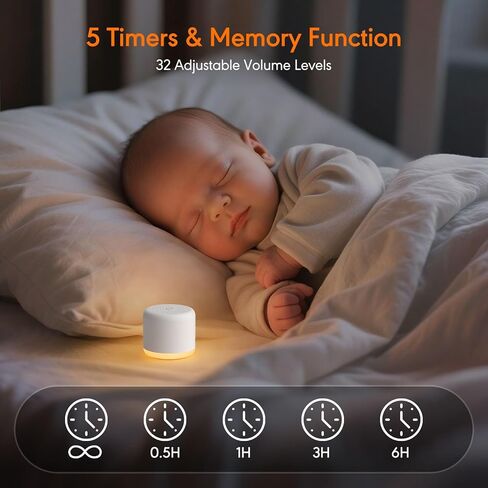 آلة ضوضاء بيضاء مع ضوء ليلي، 18 صوتًا مهدئًا، آلة صوت محمولة للأطفال البالغين، آلة صوت صغيرة للسفر للنوم مع مؤقت للذاكرة، هدية مكتب الفندق in Kuwait