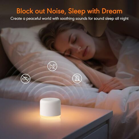 آلة ضوضاء بيضاء مع ضوء ليلي، 18 صوتًا مهدئًا، آلة صوت محمولة للأطفال البالغين، آلة صوت صغيرة للسفر للنوم مع مؤقت للذاكرة، هدية مكتب الفندق in Kuwait