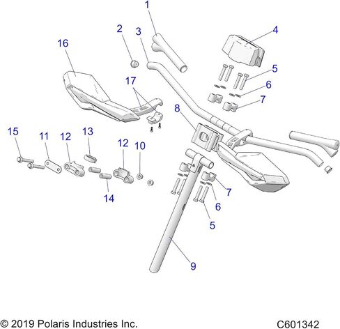 Polaris Snowmobile Handlebar Grip, Long, BSC Cut, Genuine OEM Part 5453508-070, Qty 1 in Saudi Arabia