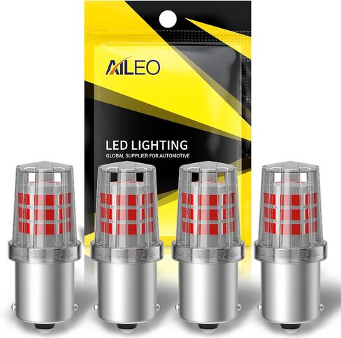 AILEO 1157 LED لمبة أصفر كهرماني، فائقة السطوع 12 فولت BAY15D 2057 2357 7528 مصابيح LED لإشارة الانعطاف للوامض الأمامي والخلفي، الفرامل، الذيل، أضواء وقوف السيارات، للسيارة، RV، مقطورة، قارب، حزمة من 4 in Kuwait