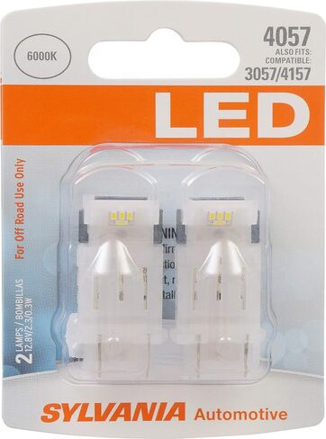 سيلفانيا - لمبة صغيرة بيضاء LED 4057 - لمبة LED ساطعة، مثالية لأضواء الجري أثناء النهار (DRL) والأضواء الاحتياطية/الخلفية (تحتوي على لمبتين) in Saudi Arabia