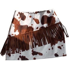 SOLY HUX Women's Cow Print Fringe Mini Skirt Summer Going Out Skirts Western Country Concert Outfit in Kuwait