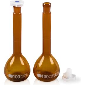 10ML Volumetric Flask Set|ASTM Class A 3.3 Borosilicate Glass|Polypropylene Stopper|White Graduation|for Analytical Chemistry Work|2PCS in Kuwait