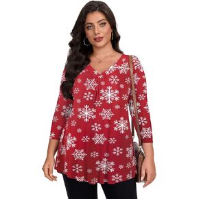 LARACE Plus Size 3/4 Sleeve Womens Tops for Fall Spring, Casual Women's V-Neck Shirts Tunic Top to Wear with Leggings in Kuwait