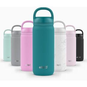 زجاجة مياه من الفولاذ المقاوم للصدأ سعة 32 أونصة من Ello Cooper معزولة بمكنسة كهربائية ومقبض للحمل، غطاء قفل مانع للتسرب مع فوهة من السيليكون الناعم، آمنة للاستخدام في غسالة الأطباق، الانقلاب الشتوي in Kuwait