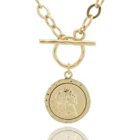 عملة مكتنزة العتيقة مطلية بالذهب سميكة ربط سلسلة الطبقات قلادة قلادة للنساء 18 بوصة العصرية تبديل سلسلة قلادة هدية للنساء in Kuwait