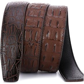 Mens Luxury Alligator Solf Ratchet Replacement 38mm Wide Leather Belts Straps For Men No Buckle in Saudi Arabia