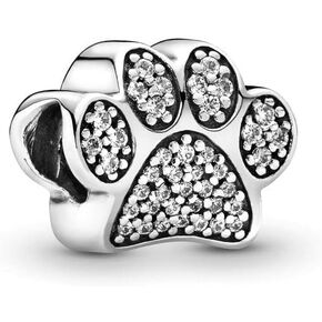 Sparkling Paw Print Cubic Zirconia Charm 925 Sterling Silver Pendant,Jewelry Beads Gifts for Women Bracelet&Necklace A0076 in Saudi Arabia
