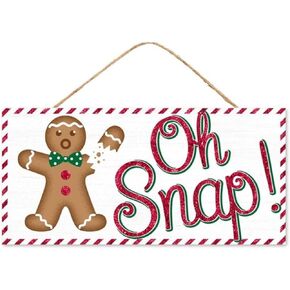 Craig Bachman, 12" x 6 " Wooden Sign: Oh Snap Gingerbread - Ginger Bread Man Christmas Wood Wall Door Hanger Sign in Kuwait