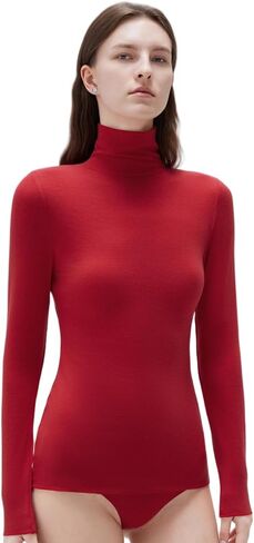 SUUKSESS Women Cashmere Turtleneck Long Sleeve Shirt Fitted Fall Basic Thermal Tops Fall Fashion in Saudi Arabia