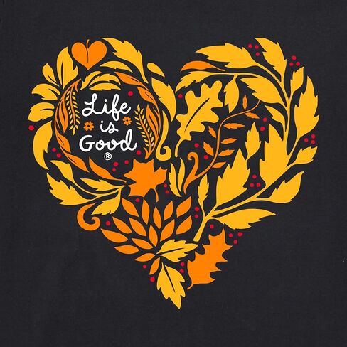 Life is Good Women's Crusher Tee, Long Sleeve Cotton Graphic T-Shirts, Fall Leafy Heart in Saudi Arabia