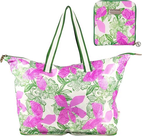 Lilly Pulitzer Large Packable Tote, Reusable Grocery Bag that Packs Into Itself, Tote with Shoulder Strap and Zipper in Saudi Arabia
