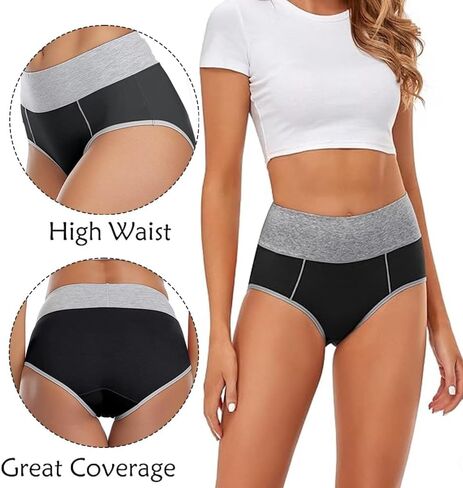 Women's High-Waisted Cotton Underwear, Stretch Full Coverage Briefs, Soft and Comfortable Panties in Saudi Arabia