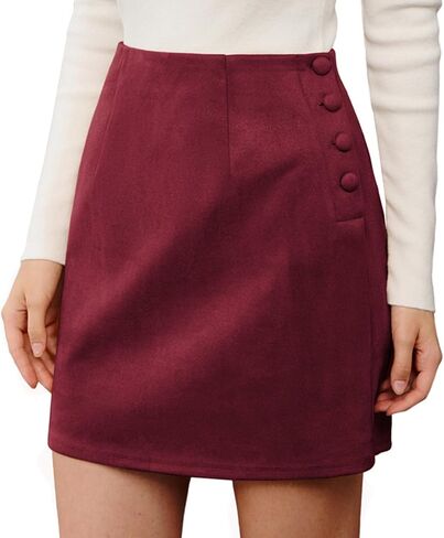 Belle Poque Women Mini Skirt Bodycon Mini Skirt Suede Skirts with Botton in Saudi Arabia
