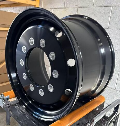 ALUMINUM WHEEL 22.5x12.25 10X285.75 26mm 4.68" Offset HUB-PILOTED BORE:220.1MM 12320LBS Anodized Black TR552 for steer position in Saudi Arabia