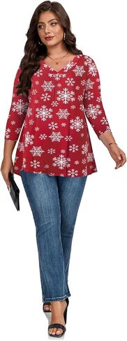 LARACE Plus Size 3/4 Sleeve Womens Tops for Fall Spring, Casual Women's V-Neck Shirts Tunic Top to Wear with Leggings in Kuwait
