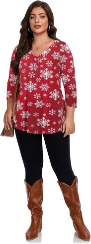 LARACE Plus Size 3/4 Sleeve Womens Tops for Fall Spring, Casual Women's V-Neck Shirts Tunic Top to Wear with Leggings in Kuwait