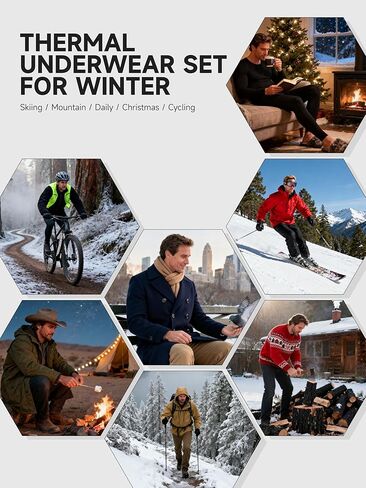 VZV Thermal Underwear for Men Long Johns for Men Soft Mens Thermals Top and Bottom Set Fleece Lined Base Layer Men for Winter in Kuwait