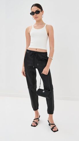 SPRWMN Women's Leather Drawstring Joggers in Saudi Arabia