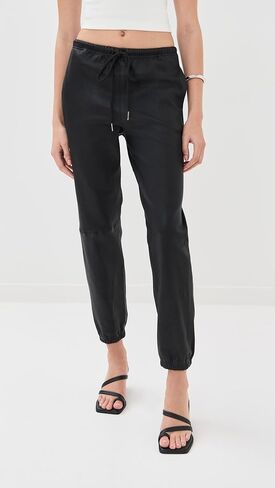 SPRWMN Women's Leather Drawstring Joggers in Saudi Arabia