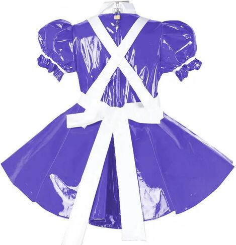Sissy Lockable Maid Sweet Lolita Dress Shiny PVC Leather French Puff Sleeve Maid Uniform in Saudi Arabia