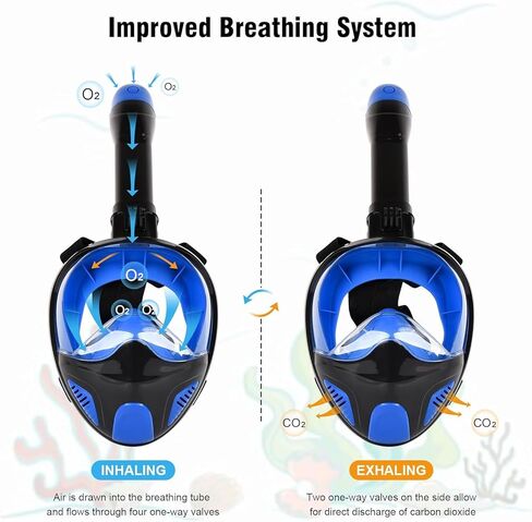 قناع الغطس من أنسون لكامل الوجه، معدات الغطس للبالغين مع أحدث نظام تنفس آمن ونظام علوي جاف، قناع الغطس ذو رؤية بانورامية 180 درجة مع سيليكون مضاد للضباب ومضاد للتسرب in Kuwait