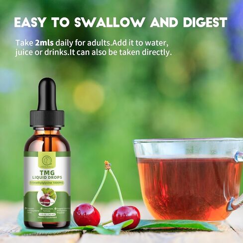(عبوتان) قطرات سائلة TMG (تريميثيل جليسين)، 1000 مجم عالية الامتصاص، تعزز الطاقة، تدعم الميثيل، صحة الكبد والوظيفة الإدراكية - تركيبة غير معدلة وراثيًا، نباتية، نكهة البرتقال الدموي، 1 أونصة سائلة in Kuwait