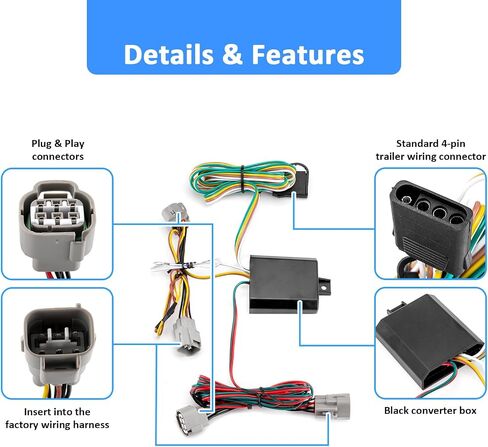 Wsays 4-Pin Trailer Wiring Harness connect trailer tail lights Compatible with 2016-2023 Toyota Tacoma All Models, brake signal lights and turn signals in Saudi Arabia