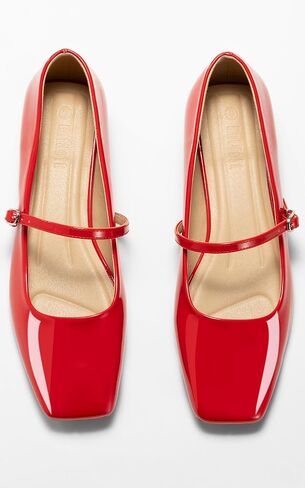 Womens Mary Jane Flats Closed Square Toe Ballet Flat Dressy Comfortable Slip on Shoes in Kuwait