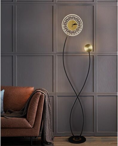 Floor Stand Clock Floor Lamp Living Room Sofa Side Light Luxury Design Bedroom Ins Style New Bedside Lamp Led Atmosphere Clock 2023 Home Decor in Saudi Arabia