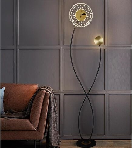 Floor Stand Clock Floor Lamp Living Room Sofa Side Light Luxury Design Bedroom Ins Style New Bedside Lamp Led Atmosphere Clock 2023 Home Decor in Saudi Arabia