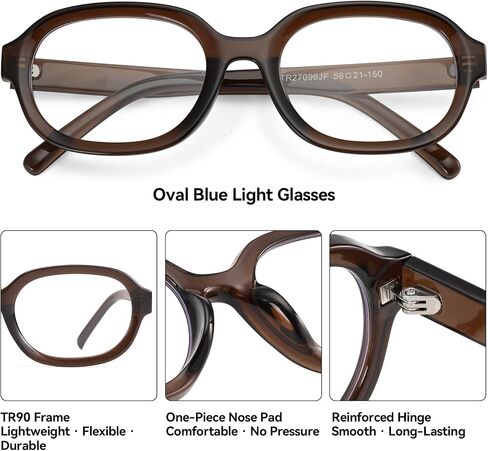 Dollger Retro Oval Blue Light Blocking Glasses for Women Men 90s Stylish Big Vintage Blue Light Eyeglasses Y2k Cute Frame in Saudi Arabia
