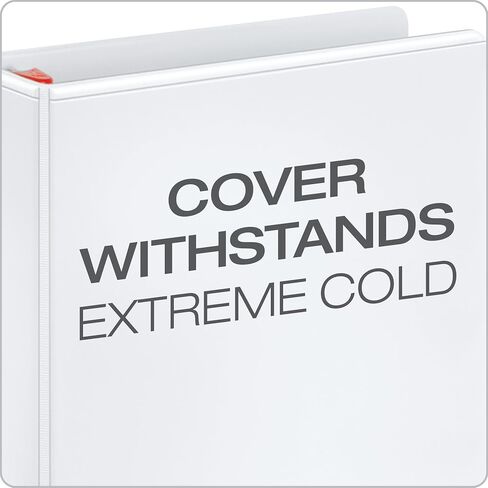 Cardinal 3 Ring Binder, 6 Inch Heavy Duty XtraLife Binder, Locking Slant-D Rings, Crack-Resistant Cover & Spine, ClearVue Covers with Shelf Pull, Holds 1,300 Sheets, White (26366) in Kuwait
