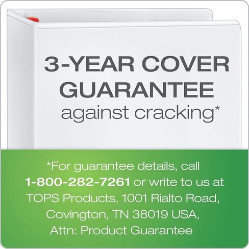 Cardinal 3 Ring Binder, 6 Inch Heavy Duty XtraLife Binder, Locking Slant-D Rings, Crack-Resistant Cover & Spine, ClearVue Covers with Shelf Pull, Holds 1,300 Sheets, White (26366) in Kuwait