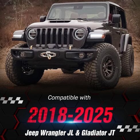 لوحة تركيب الونش متوافقة مع 2018-2025 Jeep Wrangler JL JLU & Gladiator JT، تناسب نمط مسمار الونش مقاس 10 بوصة × 4.5 بوصة، دعامة فولاذية شديدة التحمل، سعة سحب 12000 رطل، أسود in Kuwait