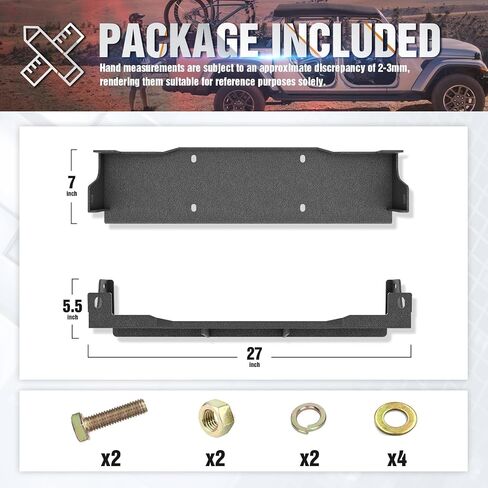 لوحة تركيب الونش متوافقة مع 2018-2025 Jeep Wrangler JL JLU & Gladiator JT، تناسب نمط مسمار الونش مقاس 10 بوصة × 4.5 بوصة، دعامة فولاذية شديدة التحمل، سعة سحب 12000 رطل، أسود in Kuwait