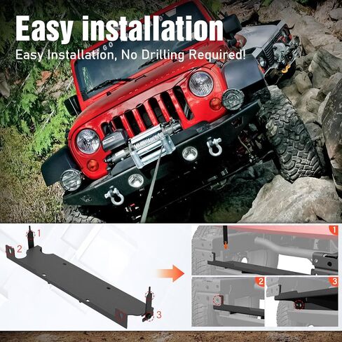 Winch Mounting Plate Compatible with 2018–2025 Jeep Wrangler JL JLU & Gladiator JT, Fits 10" x 4.5" Winch Bolt Pattern, Heavy-Duty Steel Bracket, 12000 lb Towing Capacity, Black in Saudi Arabia