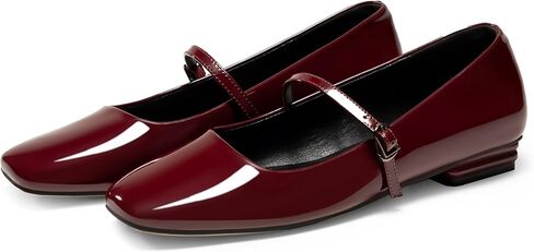 حذاء ماري جين مسطح نسائي مغلق بمقدمة مربعة حذاء باليه مسطح ومريح وسهل الارتداء in Kuwait